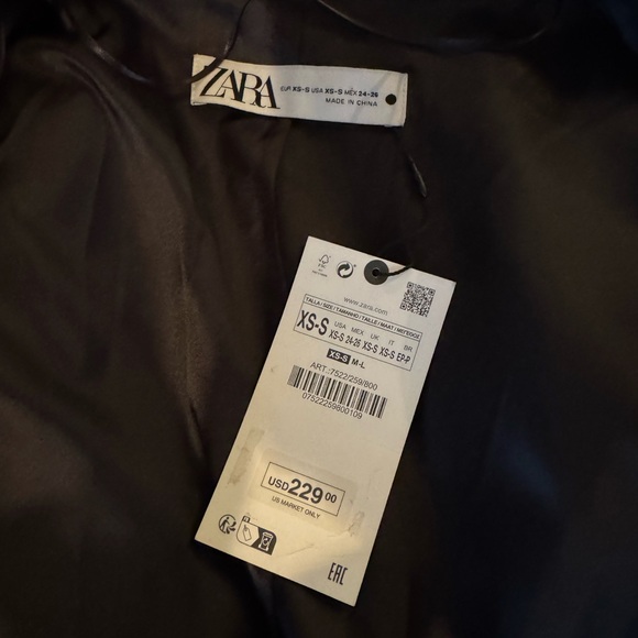 NWT ZARA Double Faced Black Wool Blend Double Breasted Long Oversized Coat - Picture 10 of 13